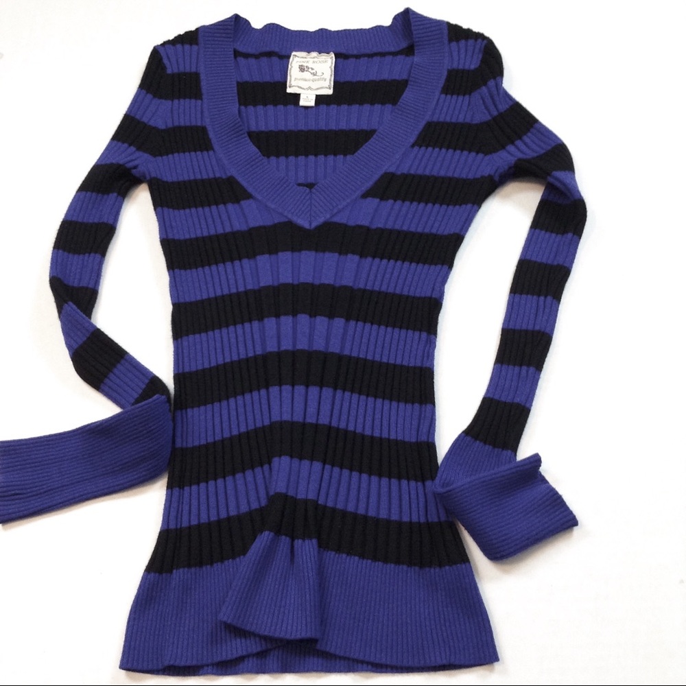 Pink Rose V-Neck Sweater Knit Purple - Size L